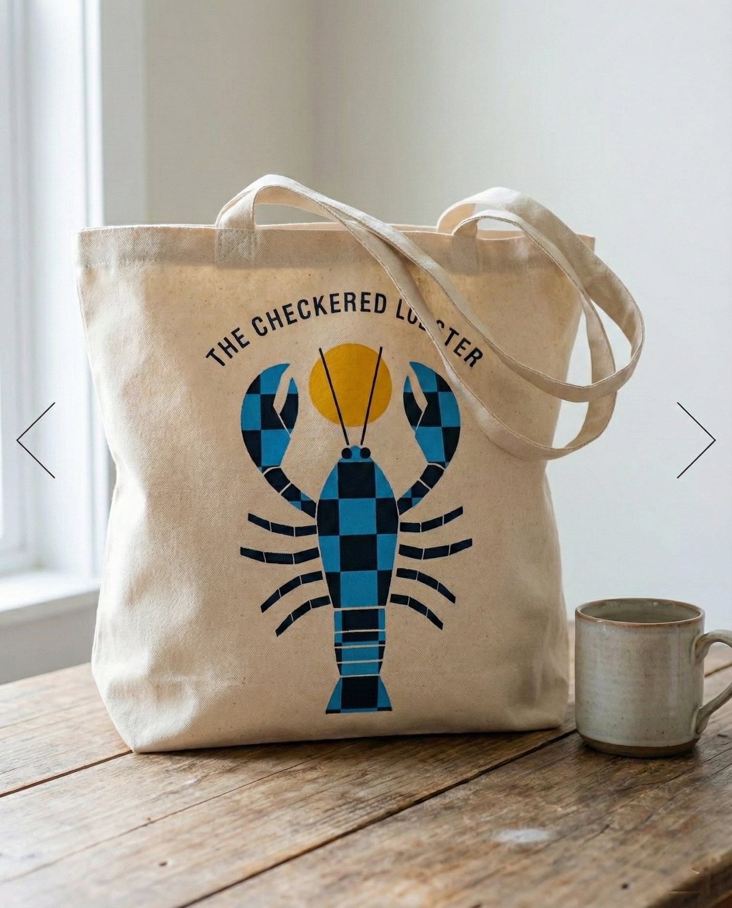 Coastal Haul Tote with the Checkered Lobster graphic